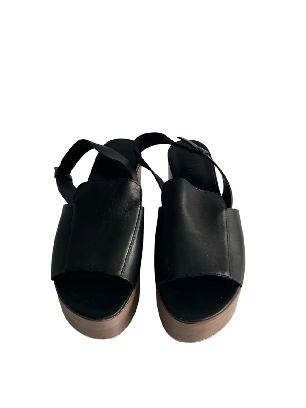 tibi Black Leather Platform Slingback Sandal Sz 38